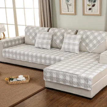 

Plaid Sofa Cover Cotton Non-slip Sofa Cushion Modern Fabric Four Seasons Sofa Towel Corner Sofa Decoration