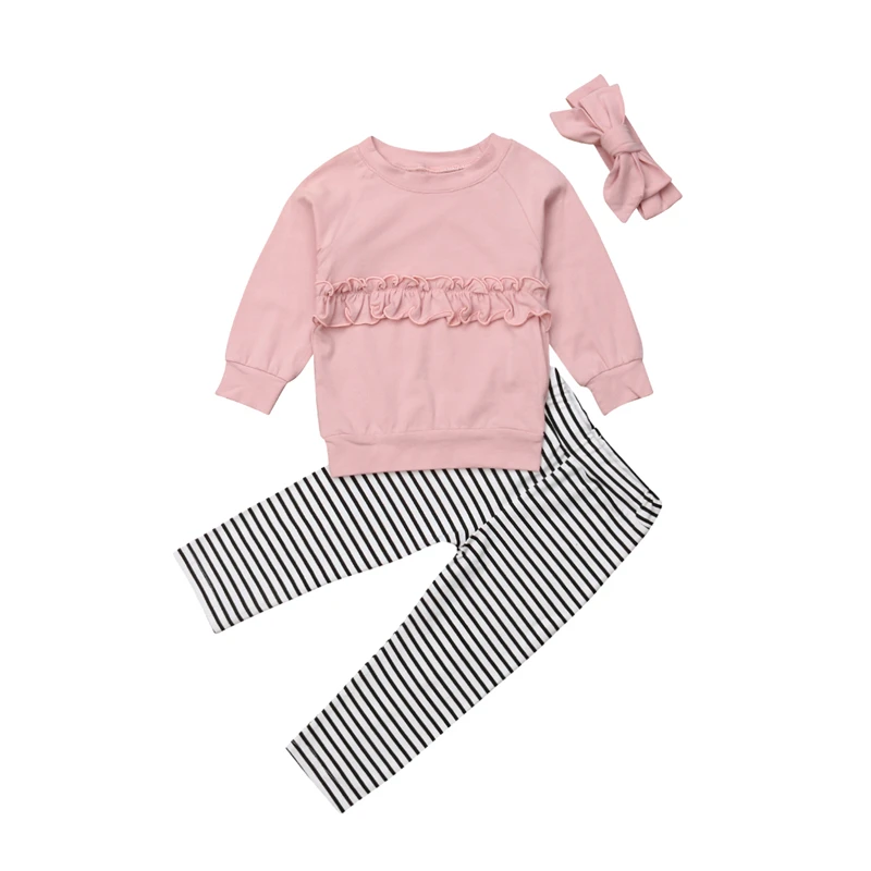 

Children Clothing Set Adorable Kids Clothing Sets Cotton T-shirts Tops Pants Headband Kid Girl Clothes Set Winter Baby Girl Sets
