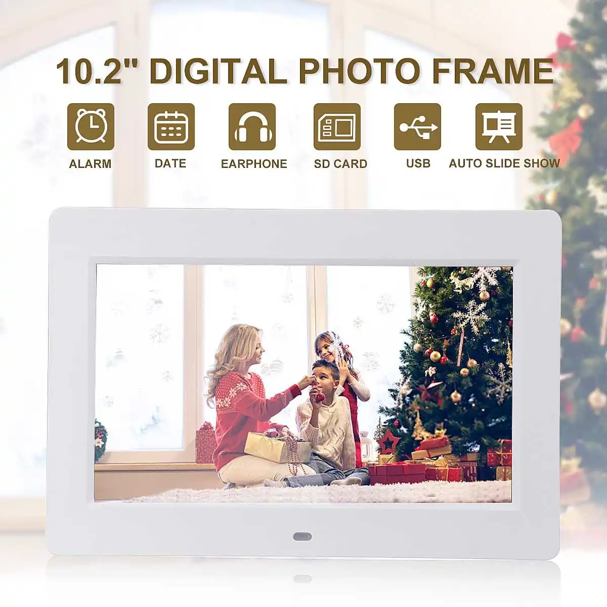 

Multi-functional 10.2 Inch HD Digital Photo Frame White Black 1024x600 Calendar Clock Movie Music Player + Remote Control
