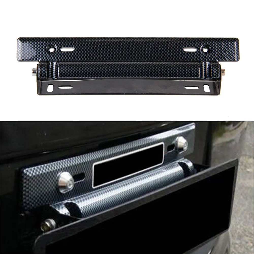 

Car License Plate Frame Holder Universal Adjustable Carbon Fiber Racing Number Plate Holder Bracket Car Modification Accessory
