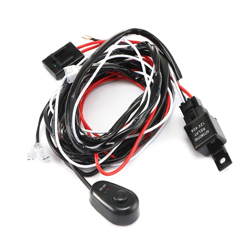 

2 lead LED Light Bar Wiring Harness Kit for Driving Lamp Fog Light Work Light with Fuse Relay ON / OFF Switch