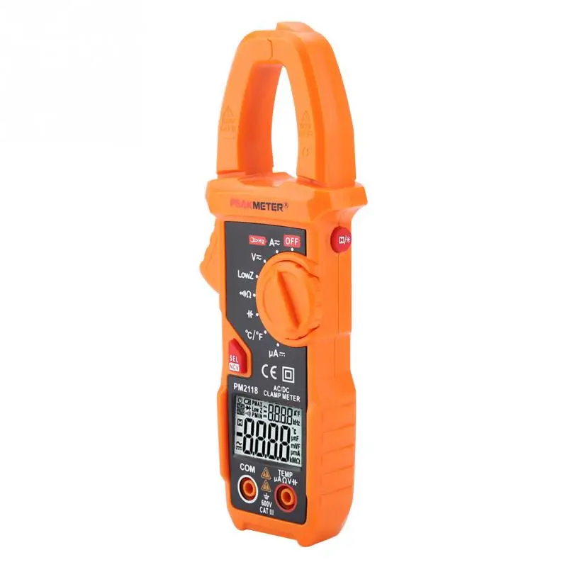 PEAKMETER PM2118 6 в 1 ЖК дисплей цифровой Дисплей AC DC клещи переменного тока AC/DC