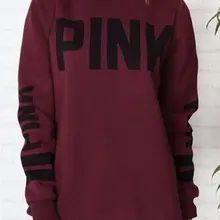 Женская розовая толстовка с длинным рукавом и буквенным принтом, пуловер, толстовка, повседневные свободные зимние топы с капюшоном, розовая толстовка с капюшоном sudadera mujer