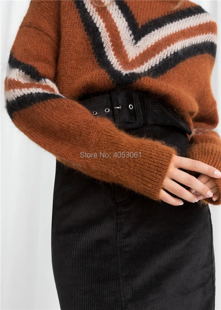 Tendance Multi Femmes À Longues Top Nouvelle Col En Printemps Mohair Pull Rayé Manches Tricot 2019 Date Mode Haut Blend Contraste zMGqVSpLU