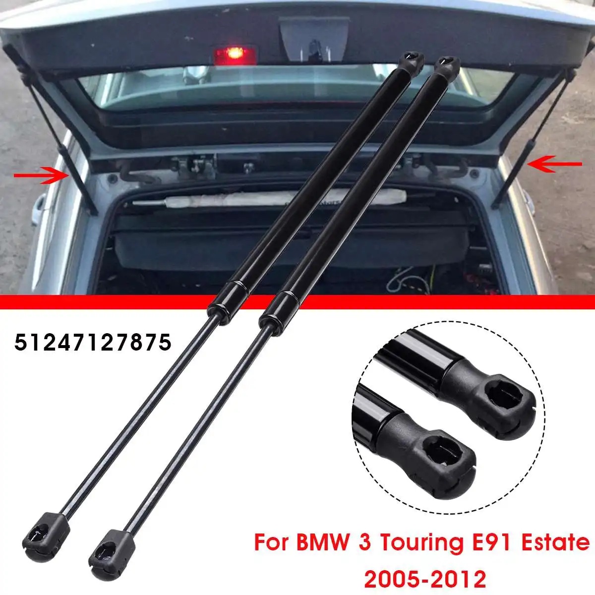 

2pcs Car Rear Boot Tailgate Gas Spring Struts For BMW 3 Touring E91 Estate 2005 2006 2007 2008 2009 2010 2011 2012 51247127875