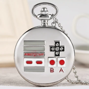 

Gamepad Theme Quartz Pocket Watch Silver Necklace Pendant Watch Luxury reloj Gifts for Men Women Kids Game Fans Souvenir Gifts