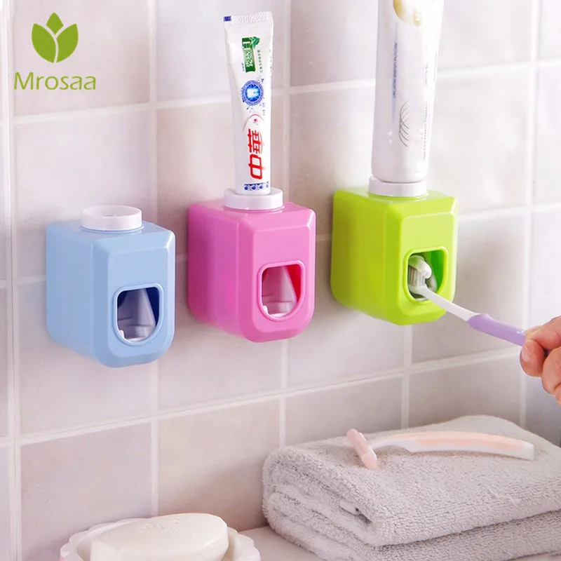 

Mrosaa Adhensive Hands Free Tube Squeezers Automatic Toothpaste Dispenser Squeeze Out Wall Mount Bathroom Accessories 4 Colors
