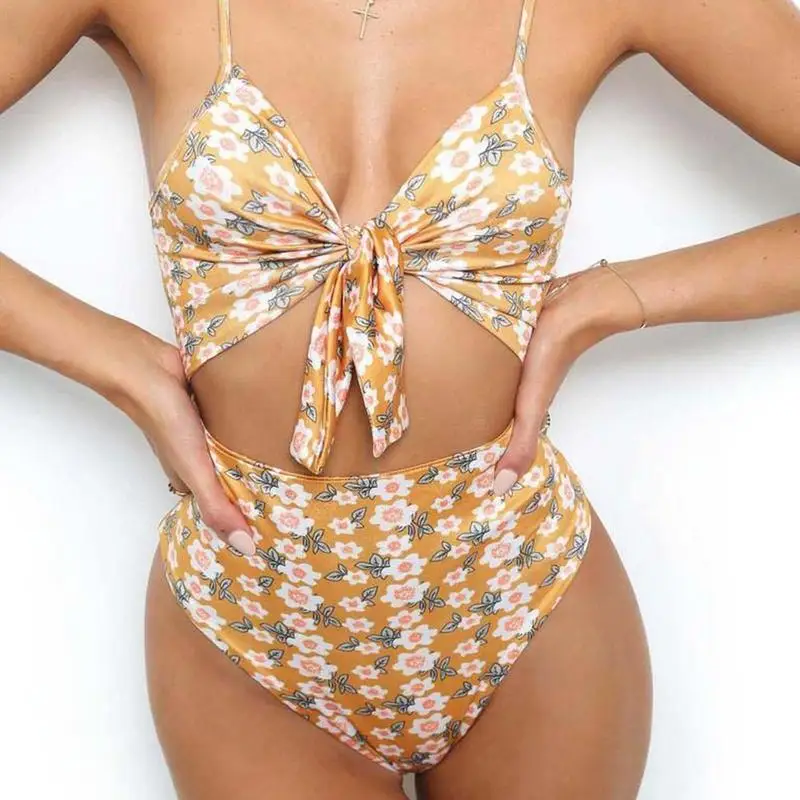 New Sex Swimsuit For Women One-Piece Animal Prints Bikini Swimwear Sexy Chest Bandage Bathing Suit Water Sports Accessories