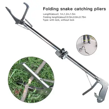 

Snake Tweezers Stick 1m 1.2m 1.5m Thickened Stainless Steel Folding Snake Grabber Catcher Snake Control Tool with Lock