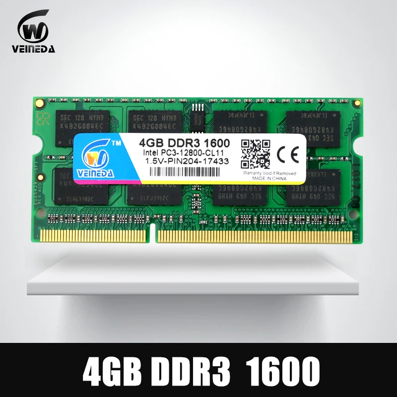 Vente VEINEDA DDR3 4 gb 8 gb 1600NHz PC3 12800 Si dimm Ram Compatible ddr3 1333 PC3 10600 ddr 3 204pin Pour AMD Intel Ordinateur Portable