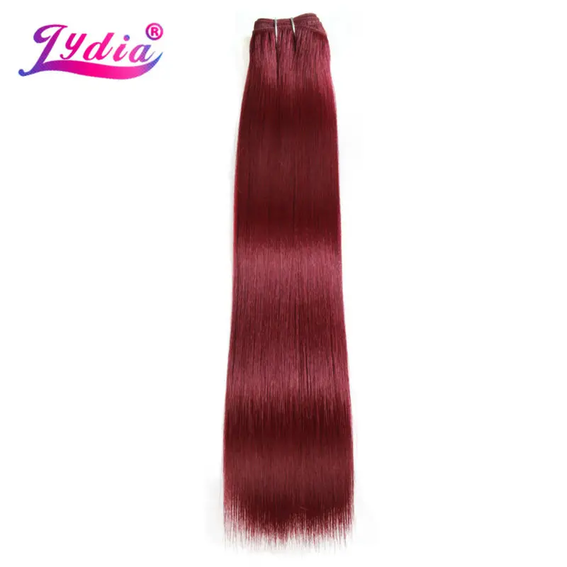 Lydia For Women Synthetic Weaving 100% Futura Yaki 10-26 Inch 1PC/Lot Straight Hair Extension Pure Color Burgundy Hair