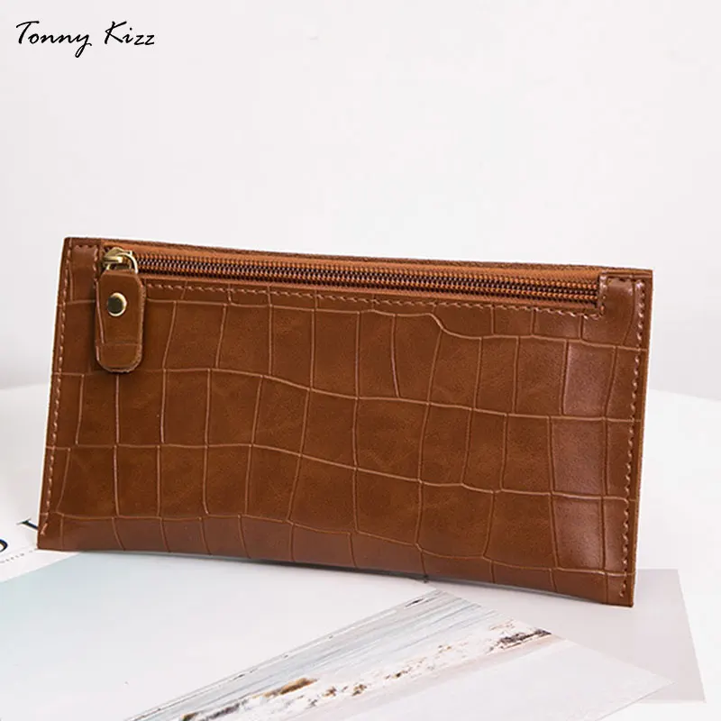 

Tonny Kizz vintage long wallet 2019 New Fashion Women Wallets Zipper Wallet Women's Long Design Purse More Color Clutch money