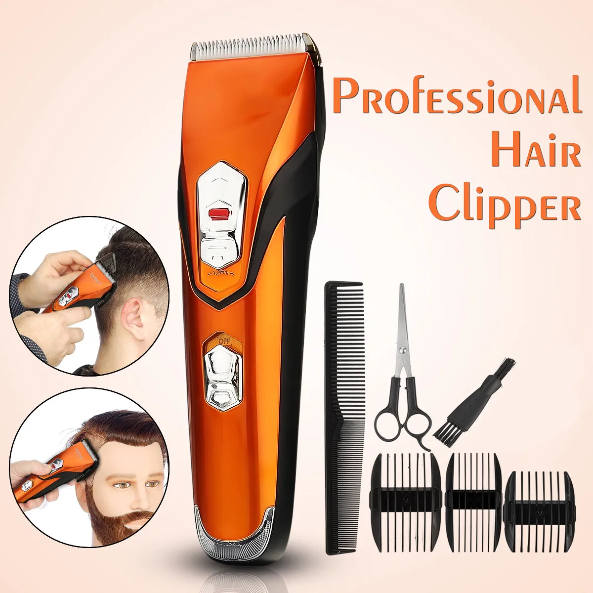 Kemei KM-313 Professional Rechargeable Hair Trimmer Electric Cordless Men Hair Cutting Clipper Haircut Machine Kit