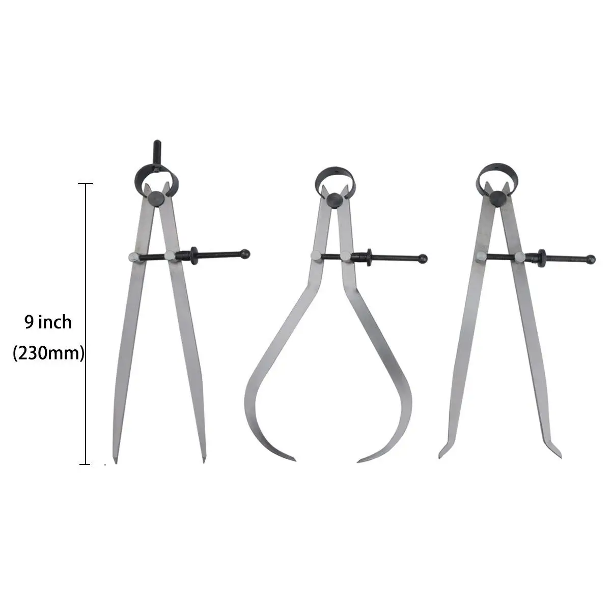  Spring Inside Outside Divider Caliper Set 9.8-inch Machinist Tools 3-pack