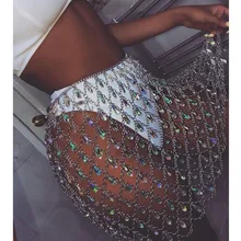 Модная Новая Металлическая Алмазная юбка женская сверкающая вечерние Клубные женские юбки Faldas Mujer Boho Sequin летние юбки женские s Горячие