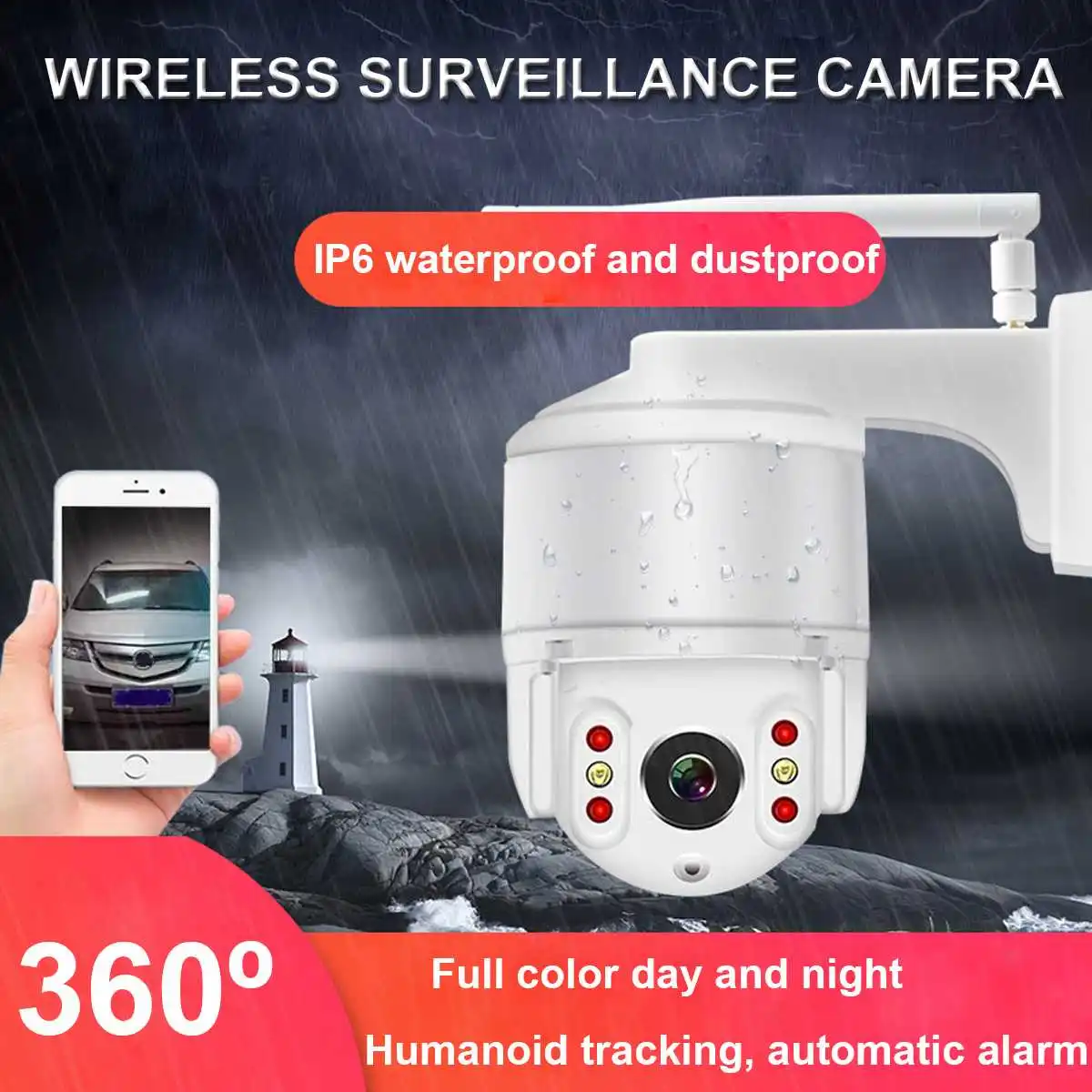 

1080P HD Automatic Tracking 360 Degree 2 Way Home Security Wireless Smart IP Camera Waterproof Wifi Monitor Motion Detection