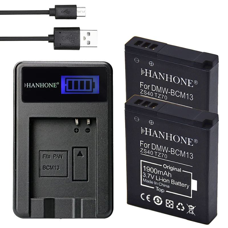 

2PCS 1900mAh DMW-BCM13E DMW-BCM13 Battery+LCD Charger For Panasonic Lumix ZS30 ZS50 ZS40 TZ60 ZS45 TZ57 TZ70 TZ37 ZS27 DMC-ZS45