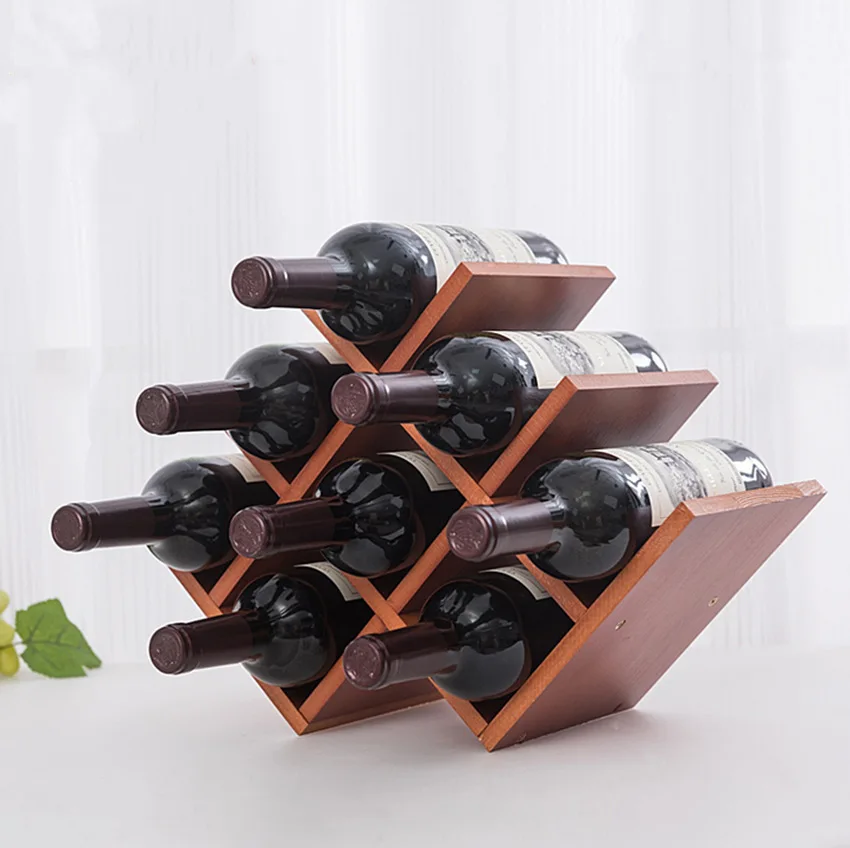 

Wooden Red Wine Rack 8 Bottle Holder Mount Bar Display Shelf Folding Wood Wine Rack Alcohol Drink Bottle Holders Bar Tools