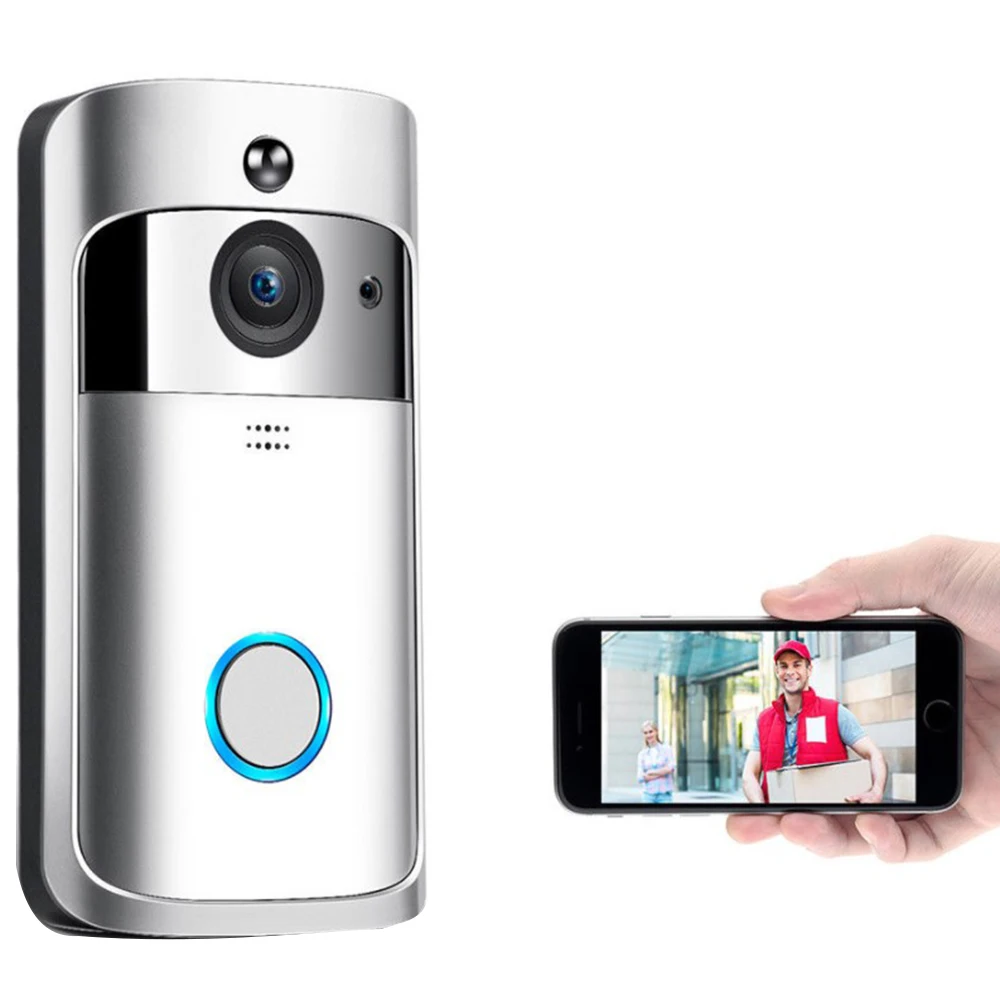 Видео Беспроводной дверной звонок 720 P HD Home Security Камера с Широкий формат Ночное видение Обнаружение движения PIR приложение Управление