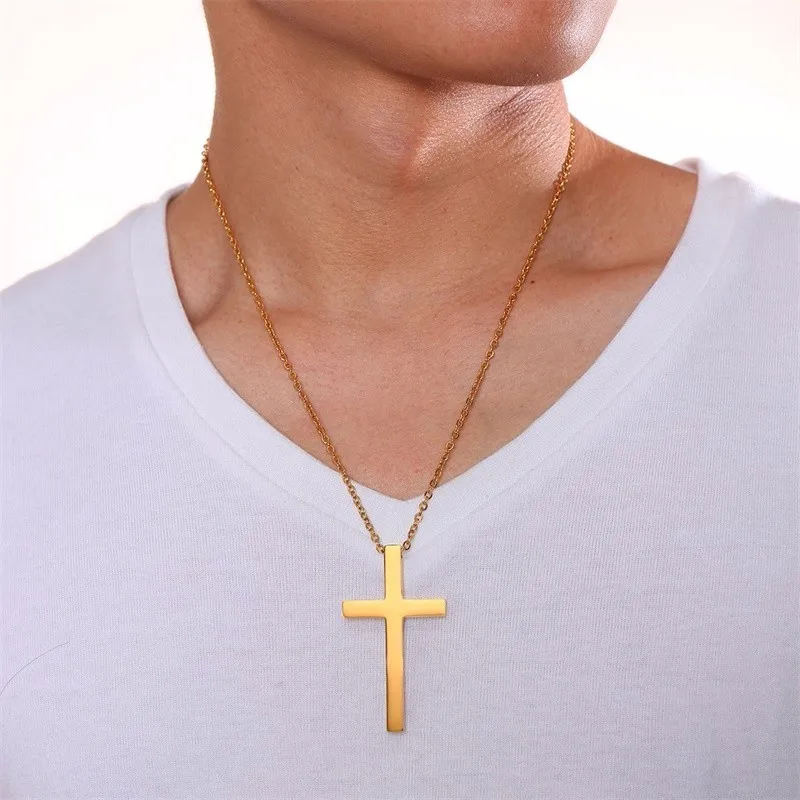 Simple Stainless Steel Men's Cross Pendant Necklace for Men Jewelry Assorted Colors-in Pendant Necklaces from Jewelry & Accessories on Aliexpress.com | Alibaba Group - Image 4
