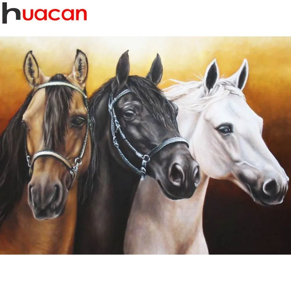 

HUACAN 5D DIY Diamond Painting Horse Embroidery Cross Stitch Home Decorations Diamond Mosaic Animal Picture Of Rhinestones