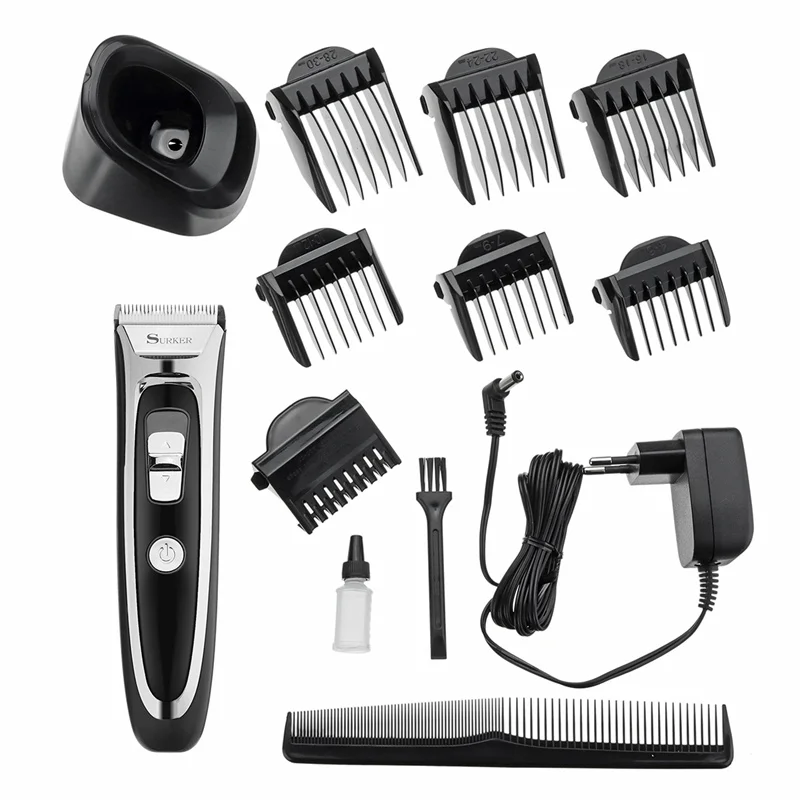 

SURKER Professional Hair Clipper Mute Electric Shears LCD Display Barber Ceramic Knife Fast Charge With Pedestal Fashion Styling