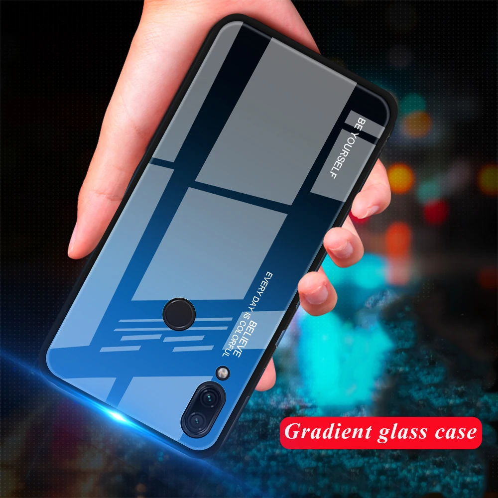 

Luxury Colorful Tempered Glass Phone Case For Xiaomi Mi 8 A2 Lite Mi9 9SE Redmi 7 6A Redmi Note 7 6 5 Pro Gradient Back Covers