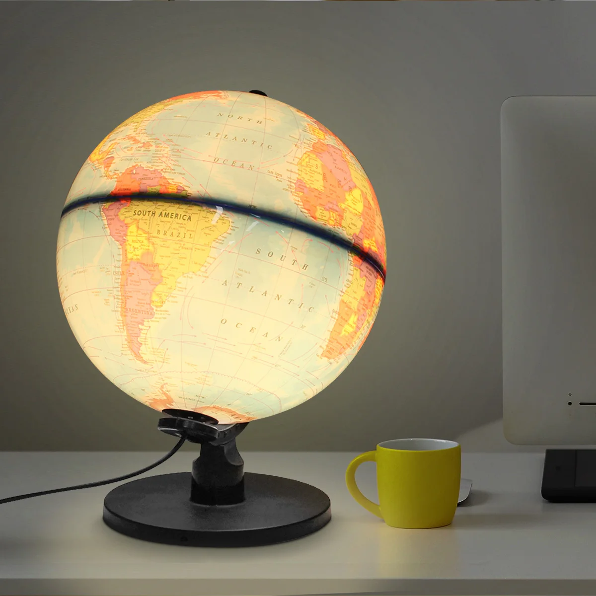 25cm 220V Illuminated Tellurion Led Lamp Light Word Earth Globe Map