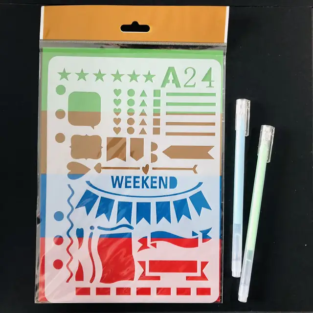 1 Pc Weekend Banner Pet Layering Stencils For Diy Scrapbook