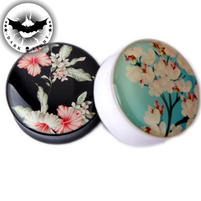 

Dark Light 1Pair Acrylic Ear Tunnel Plugs Gauge Flesh Piercing Flower Ear Reamer Stretcher Expander Dilations 6-25mm