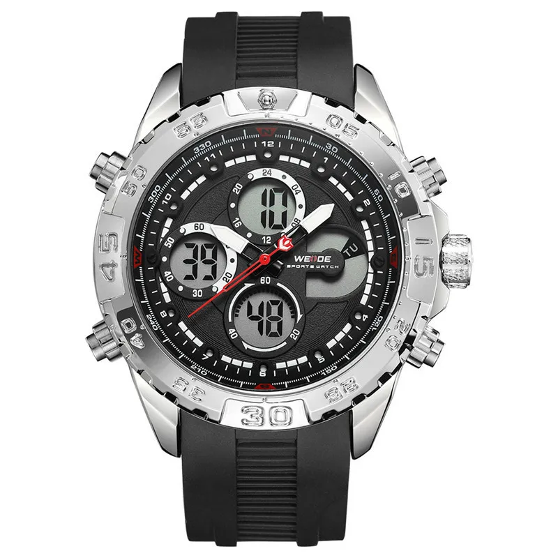 

Famous Luxury Brand Mens Sport Watch PU Silicone Tape Analog And LCD Digital Alarm Waterproof Sports Army Quartz Watch WH6909