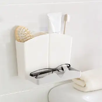 

Bathroom Self-sticky Storage Box Rack Shampoo Holder Toothpaste Toothbrush Corner Shelf Storage Rack for Kitchen Bathroom E5M1