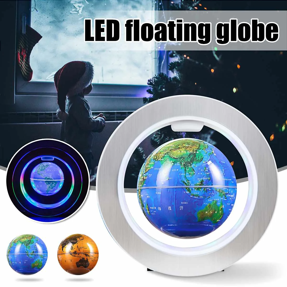 

4 Inch LED World Map Magnetic Levitation Floating Globe Map With Power Supply Novelty Ball Light For Gift Home Decoration Gift