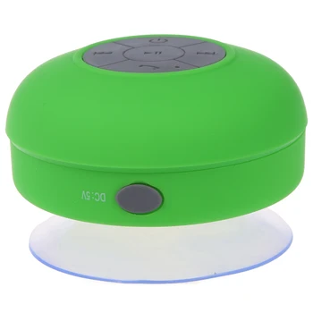 

Waterproof Mini Handsfree Speaker jukeboxes Bluetooth USB 2.5 mm Microphone for Mobile with Suction Cup - Green