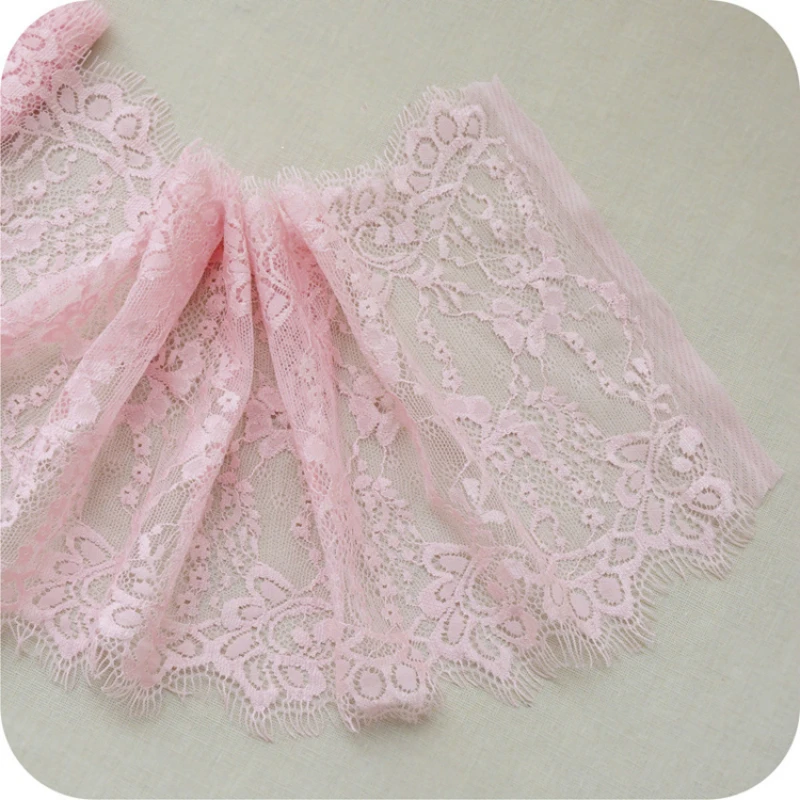 

17CM Wide New Eyelashes Embroidered Tulle Lace Trim Applique White Mesh Fabric Clothing Skirt Wedding Dress Edge Decoration