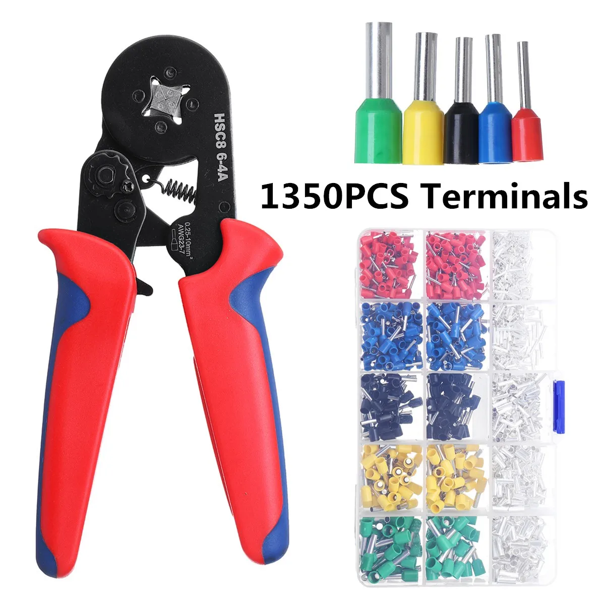 

Bootlace Cooper Ferrules Kit Set Wire Terminal 1350pcs Terminals Connector Wire Terminal Kit Crimper Plier Wire Stripper Tool