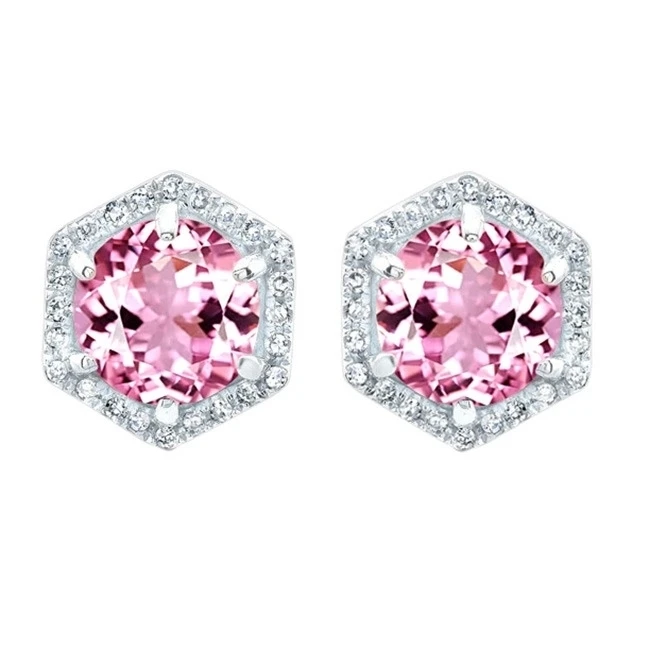 1.33 Ct Round Cut Tourmaline &amp D/VVS1 Solid 14K White Gold Stud Earrings | Украшения и аксессуары