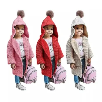 

Kid Baby Girls Long Knit Coat Jacket Hoodie Sweater Cardigan Children Clothes Winter Kids Clothing Warm Coat