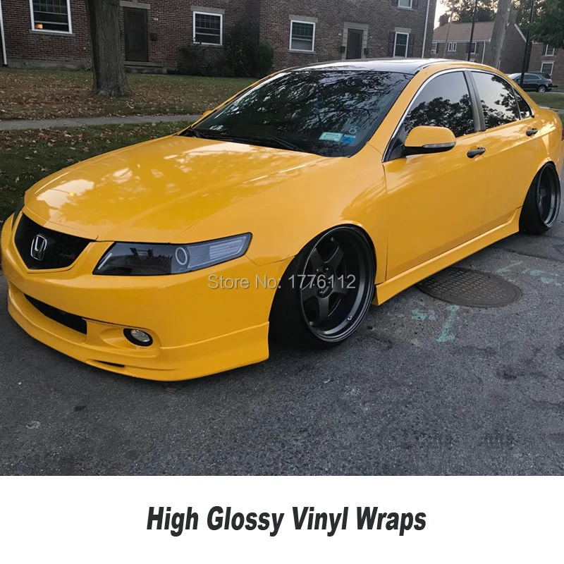 Ultra 3 Layers Glossy Yellow Vinyl Wrap With High Gloss Shiny Car Wrap
