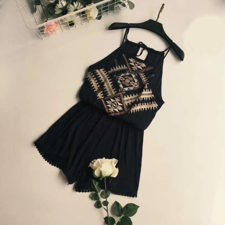 

3 Colors Summer Women National Style Bohemian Jumpsuit Fashion Sexy Beach Playsuits Female Strapless Bodysuit