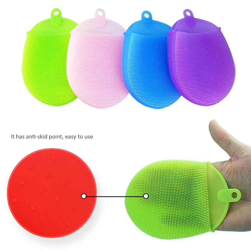 15*10 سنتيمتر كبيرة سيليكون طبق عاء تنظيف فرشاة تجوب سادة Dishwash الإسفنج حمام فرشاة متعددة الوظائف المطبخ وعاء أداة تنظيف