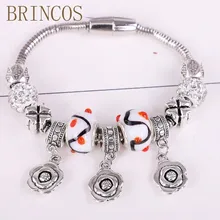 Прямая модный бренд Diy Браслеты для женщин прозрачный кристалл Звездный браслет с безопасной цепочкой и муранского стекла бусины