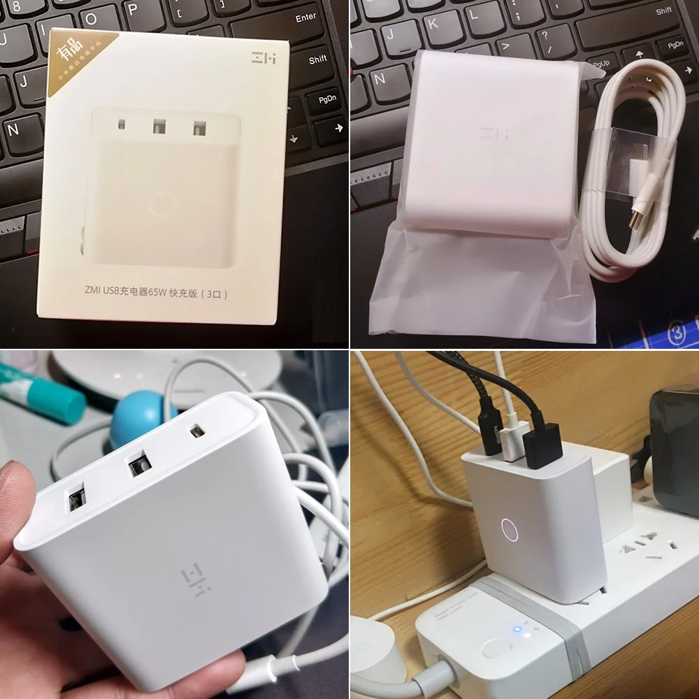 XIAOMI ZMI HA832 65 Вт USB настенное зарядное устройство для телефона для iPhone huawei MacBook быстрый адаптер питания для путешествий с 3 портами 110-240 В вилка стандарта США