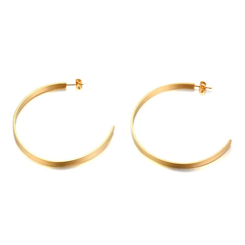 Simple Half Circle Hoop Earrings for Women Gold Tone Stainless Steel Female Girl brincos Makes Your Face Look Slim Jewelry