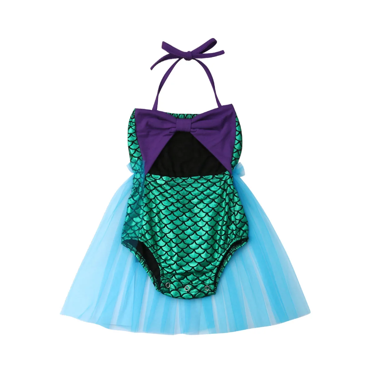 

Baby Girls Halter Mermaid One-piece Romper Swimsuit Little Girl Summer Tutu Tulle Party Beachwear Bathing Suit Swimwear 0-24M