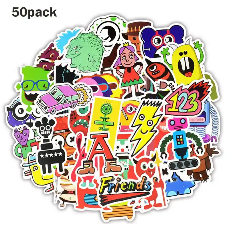 50pcs Mixed Cartoon Toy Stickers Small Monster Cartoon Graffiti
