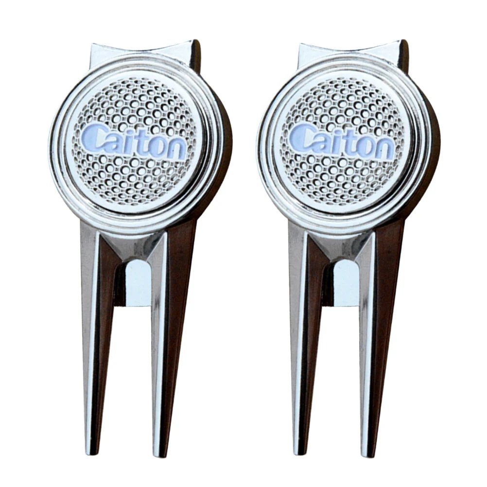

2pcs Golf Divot Repair Tool Portable Putting Green Divot Fork with Magnetic (Silver)