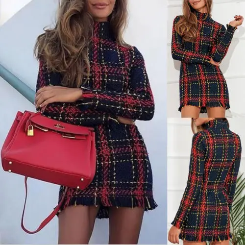 

Floral Print Women Winter Long Sleeve Sweater Pullover Loose Autumn Mini Dress