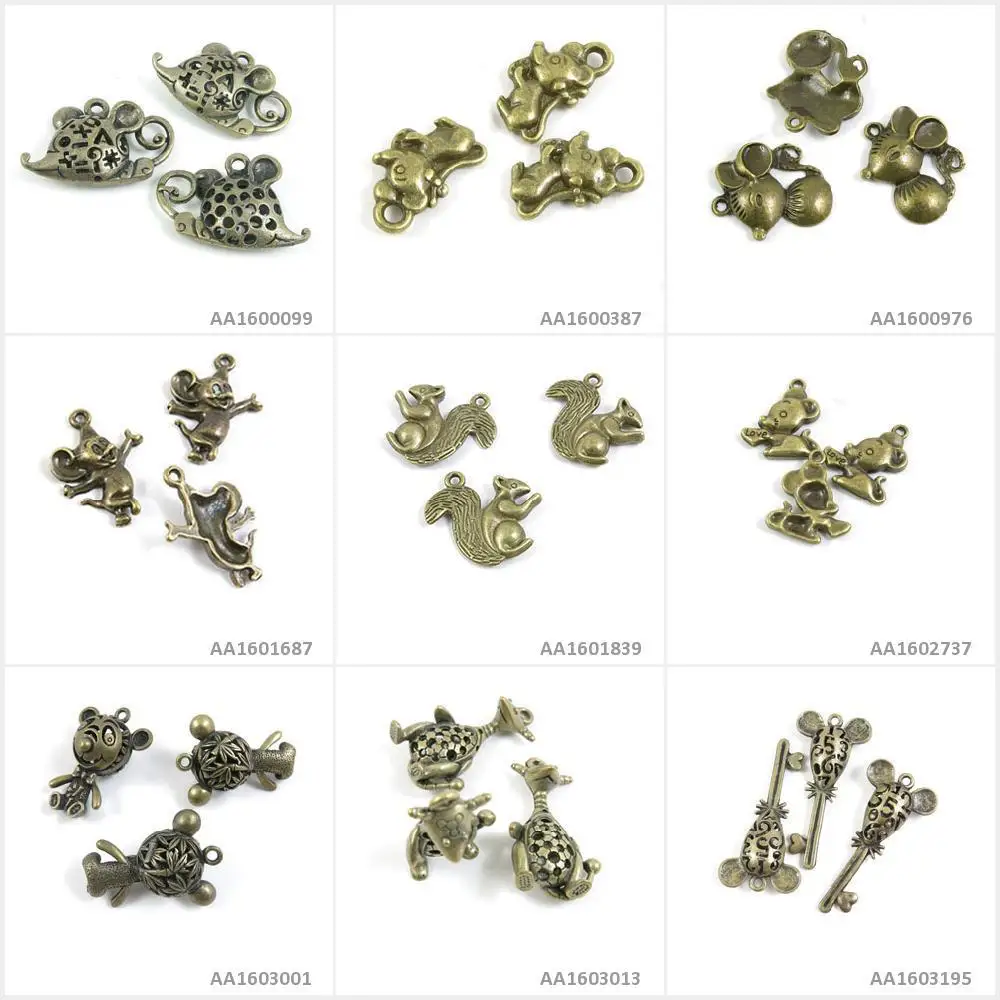 

Antique Bronze Tone Jewelry Making Charms Hollow Mouse Key Kangaroo Rat Squirrel Bracelet Pendant Necklace