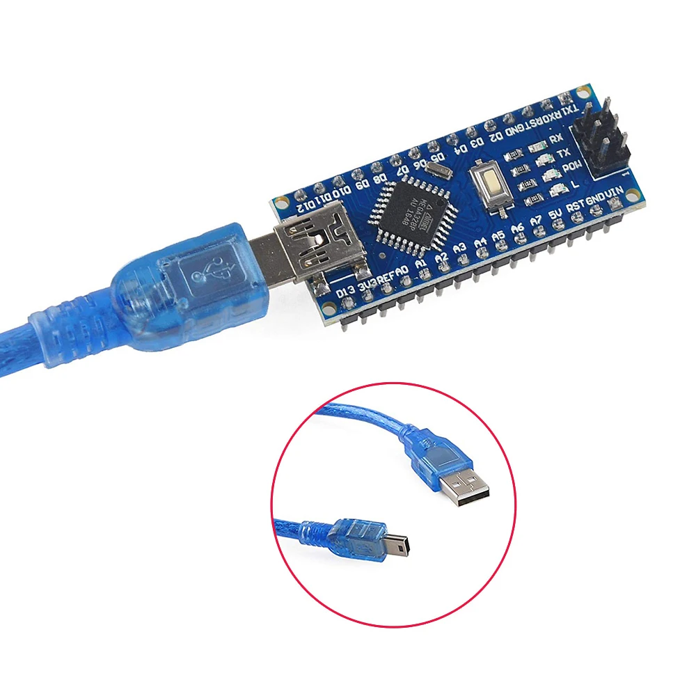 5 шт нано 3 0 контроллер совместим с arduino NANO CH340 круглый USB кабель ninguna V3.0 для
